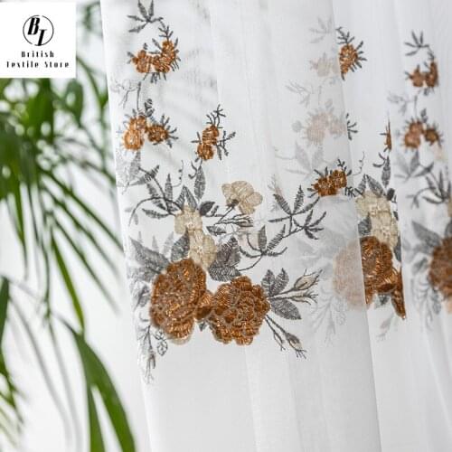 The New Fashion Simple Home Windows Curtains Embroidered Gauze Small Fresh Embroidery Screens Bedroom Curtains