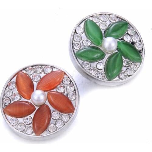Wholesale 10pcs/lot Mixed Metal 18mm Snap Button Jewelry DIY Rhinestone button Charms For DIY Snaps Bracelet Jewelry
