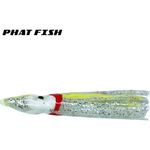 PHAT FISH 50Pcs Rubber Skirts 60mm 1g Glitters Color Octopus Saltwater Jigging Baits Soft Plastic Squid Jig Fishing Lures
