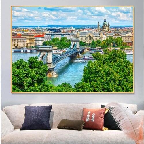 Nature Abstract Landscape Building Canvas Painting Wall Art Posters Prints Wall Pictures for Living Room Home Wall Cuadros Decor