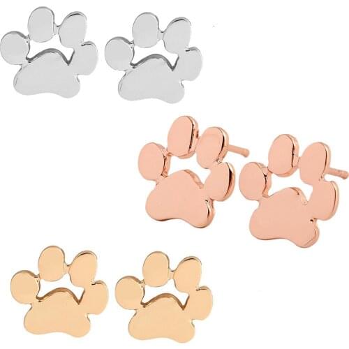 1 Pair Animal Pet Paw Print Earrings Punk Jewelry Studs Dog Gifts Femme Cute Children Earrings Bijoux
