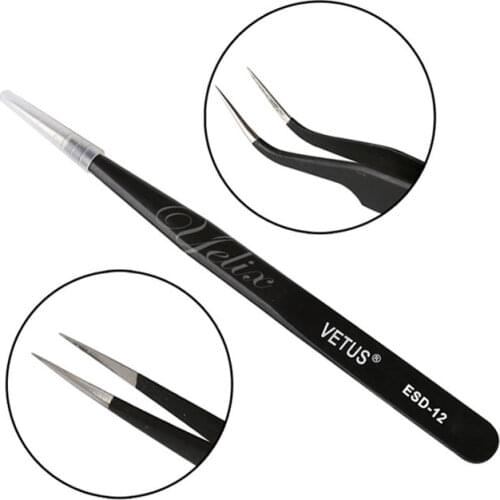 Vetus ESD Anti-Static Stainless Steel volume Tweezers for eyelash extension tweezers Eyelash Nipper Crafts Makeup Tools
