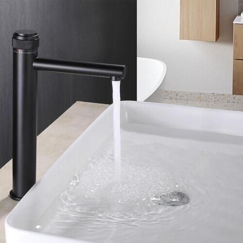 Solid Brass Bathroom Basin Tap Push-button Style Hot And Cold Faucet Black/Brushed Gold Deck Mounted Basin Faucet