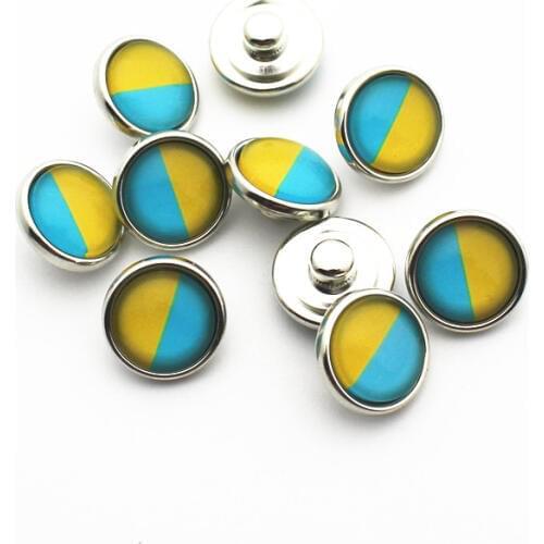 Clearance Sale 20pcs/lot 12mm Glass Ukraine national flag Snap Buttons Fit DIY Snap Bracelet Snap Button Charms Jewelry