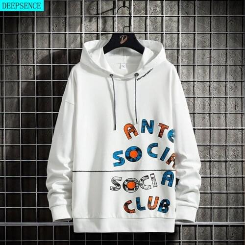 Autumn New Printed Mens Hoodie Korean Version Loose Personality Printed Sweatshirt Hip-Hop Bottoming Shirt for Men