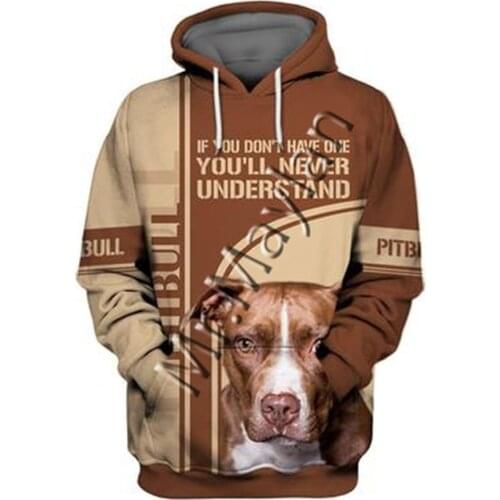 Unisex 3D Graphic Hoodies Sweatshirts Animals Dog Art Pit Bull Hoodie Men/Women Casual Streetwear Sweatshirt Pullover AW-0146