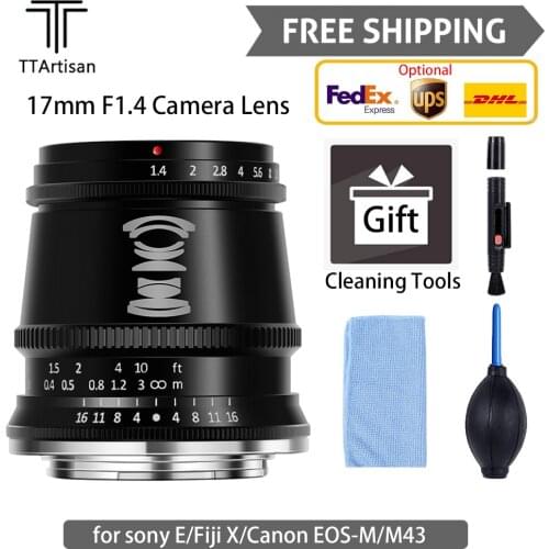 TTartisan 17mm F1.4 APS-C Wide-Angle Fixed Lens for Sony E-Mount Fuji X-Mount M4/3 Camera X-T3 X-T30 E-M10II A6300 A6500 A6600