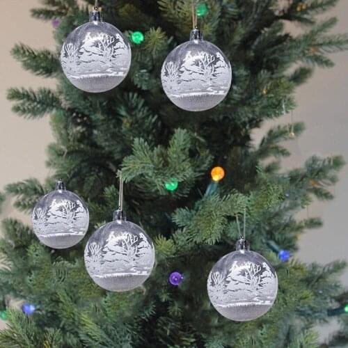 6pcs Multi Colors PVC Plastic Ball Christmas Tree Ornaments Hanging Pendants Craft New Year Xmas Home Party Office Decoration