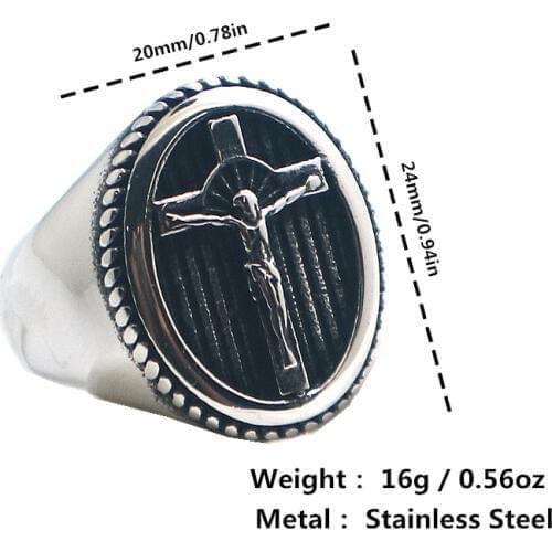 Unisex 316L Stainless Steel Jesus Christ Cross Ring New Arrival