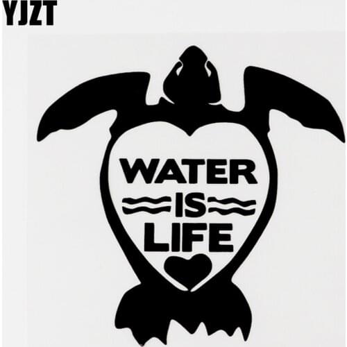 YJZT 13.3CM×13CM Water Is Life Marine Organism Fashion Vinyl Car Sticker Black/Silver 8C-0296