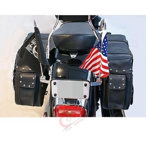 Motorcycle Rear License Plate Mounted Double Flag Holder Rugged Design Fits For Harley Honda - FH100