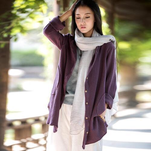 2020 Women Spring New original Soft and comfortable single Breasted Coat Ladies Loose Round neck Overcoat Irregular Hem outwear