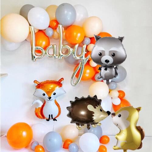 1pc Big Cartoon Animal Hedgehog Squirrel Raccoon Fox Foil Balloons Forest Party Birthday Decoration Baby Shower Kids Toy Globos