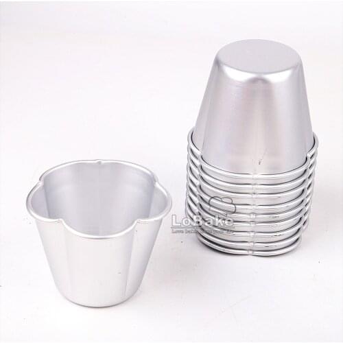 10pcs/lot) 7.5cm diameter five-petaled flower shape aluminium alloy tart cake mold cupcake mould jelly pudding cup bakery tools
