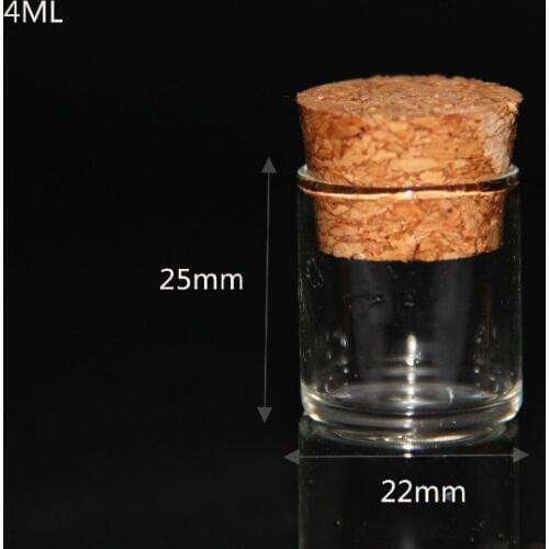 20pcs 22*25mm 4ml Clear Glass Bottle Vials Empty Sample Jars with Cork Stopper Message Vial Wedding Wish Bottle small glass tube