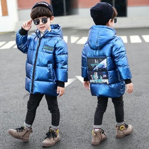 2020 Winter Jacket for Boys Hooded Cotton Coat Warm Parka Waterproof Shiny Down Jacket for Girls 4 5 6 7 8 9 11 12 14 Years Old