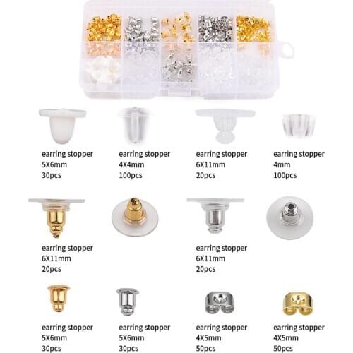 450PCS/Box 10Style Plastic Earring Back Plug Cap Earrings Clasps Hooks DIY for DIY Jewelry Making Supplies Accessories