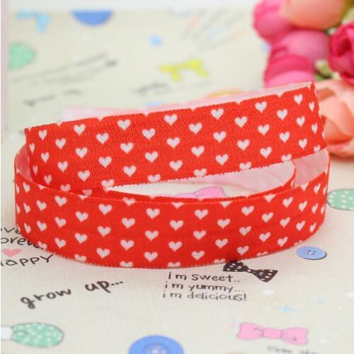 5/8 inch Free shipping Fold Elastic FOE heart printed ribbon headband diy decoration wholesale OEM B086