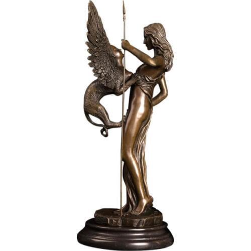 ArtsHom DS-253 Bronze Western Sculptures Myth Angel Statues Little monstrosity Bronze Figurines Antique Metal Art Decor
