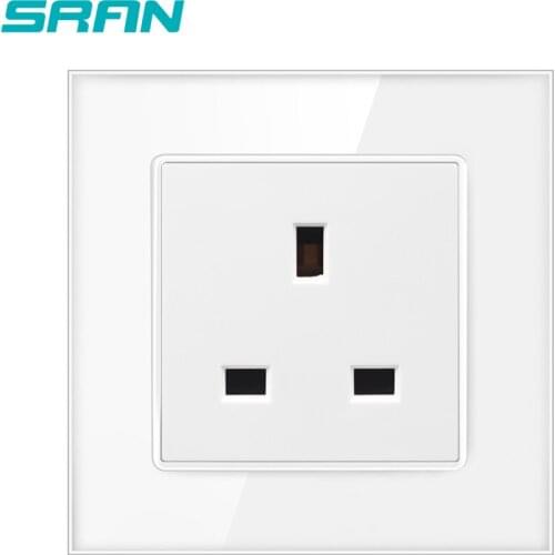 SRAN White Tempered Glass Panel, UK Standard Socket, Function Key For UK Wall Socket 86*86mm Home Decoration Accessories