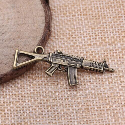 Free shipping 18pcs 45x15mm antique bronze Machine gun charms diy retro jewelry fit Earring keychain hair card pendant