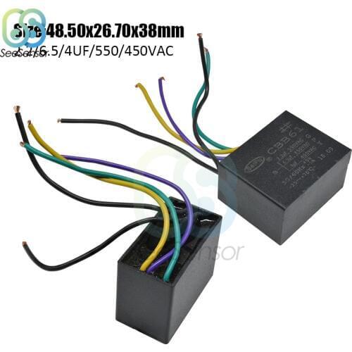 CBB61 Starting Capacitance AC Fan Capacitor 2.2UF+6.5UF+4UF AC 550V 450V 5 Wires CBB Motor Run Capacitor For Ceiling Fan