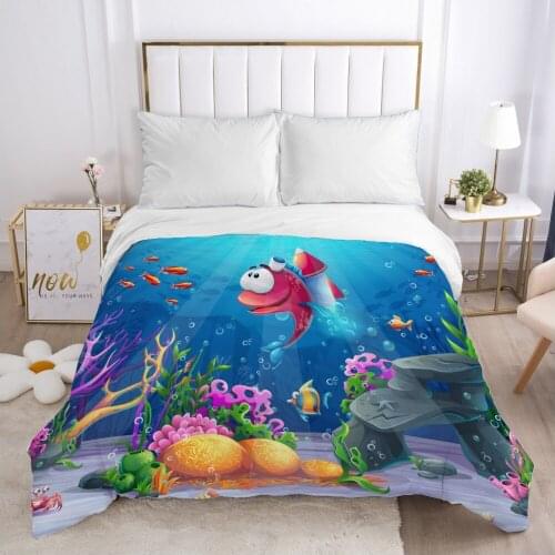 Cartoon Childrens Duvet cover Quilt/Blanket/Comfortable Case Bedding for kids baby boy girls for Home underwater world red