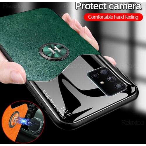 For Samsung Galaxy Note 20 Ultra 10 Lite S20 Plus Leather Magnetic Holder Case For Samsung M60S A51 A71 5G A21S A81 Ring Case