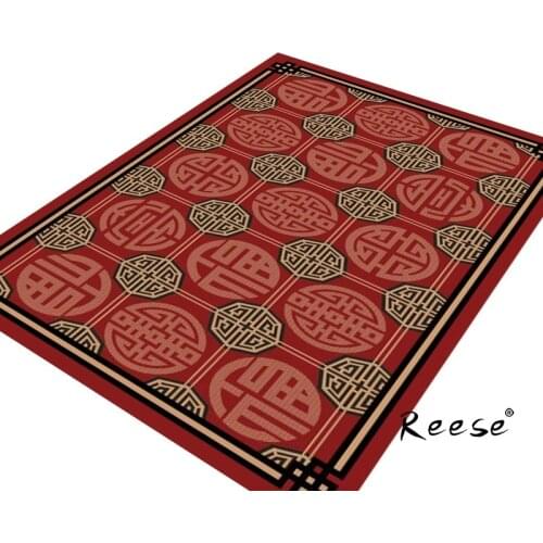 Reese Print Home Rugs Auspicious Chinese Characters Pattern Decro Carpets For Living Room Anti Slip Bottom Easy Clean Outlets