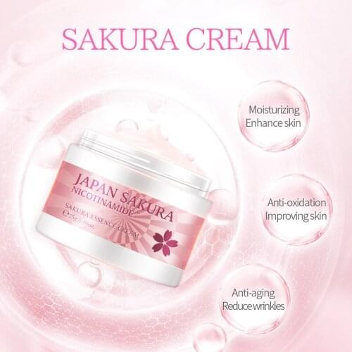 Cherry Blossoms Essence Face Cream Hyaluronic Acid Moisturizer Anti Aging Wrinkle Day Cream Facial Skin Care Nourishing Serum