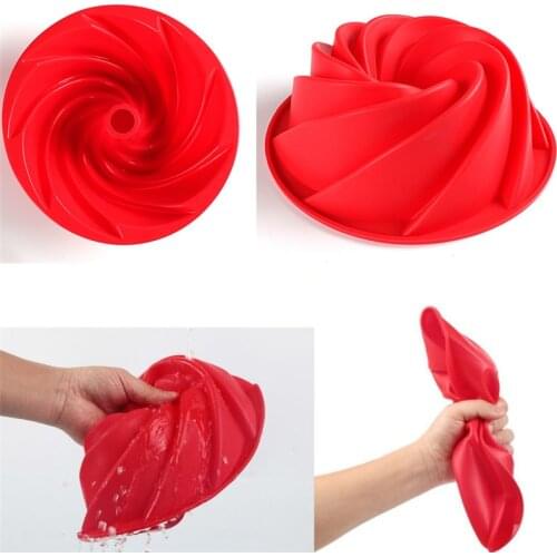 10 Inch Large Spiral Shape Silicone Bundt Cake Pan Bread Bakeware Mold Baking Tools Cyclone Shape Mold Cake Mould Non-Stick