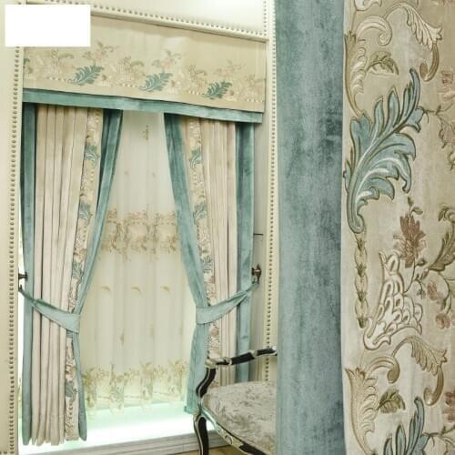 Royal European curtain luxury living room flannel embroidery curtain cloth bay window bedroom shade Nordic curtain gauze