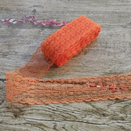 Beautiful! 10 yards 45mm Orange net embroidery lace Bilateral DIY jewelry, clothing, wedding, floral accessories