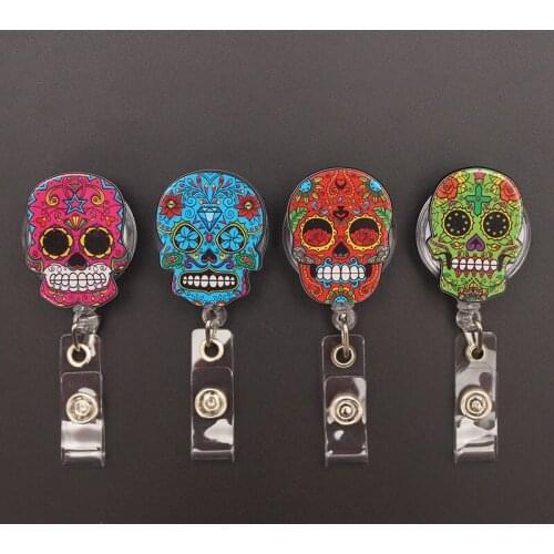 Creative The New Skull Style Retractable Badge Reel For Nurse&Doctor Card Holder Office&Hospital Supplies Boy&Girl Name Card