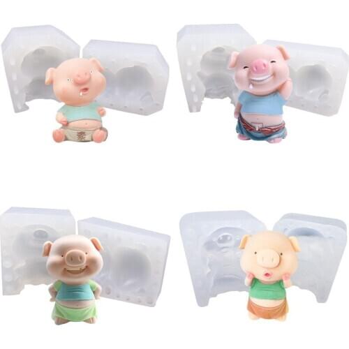 Free Shipping 3d Pig Silicone Fondant Baking Paste Mold Diy Cake Decorating Polymer Clay Resin Candy Cake Super Sculpey