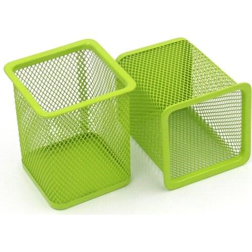 2 Pcs 2.5 inch Square Mesh Pen Pencil Holder Desk Organizer for Home Office Supply Caddy , 4 Colors Choose