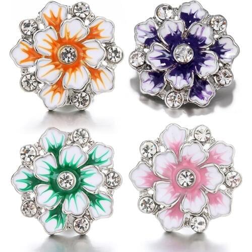 KZ1582 New Beauty Fashion Oil Flowers 20MM Metal snap buttons for DIY 18mm snap jewelry wholesale