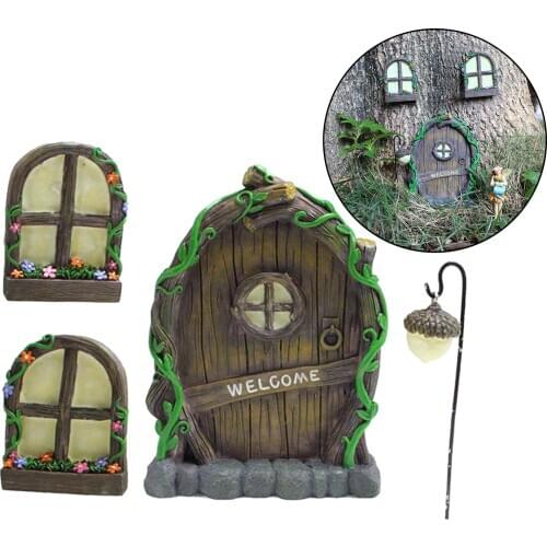 Miniature Fairy Window Elf Home Glow in The Dark for Yard Garden Sculpture Decoration for Kids Room Outdoor Accessories