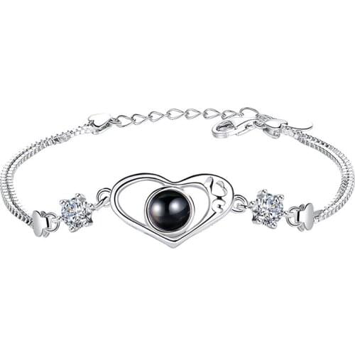 Trendy Bracelet For Women 100% Genuine 925 Sterling Silver Love Heart Bracelet Jewelry Accessories Anniversary Gift