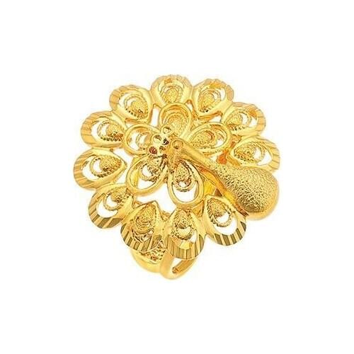 MxGxFam Marriage Jewelry Luxurious Peacock Rings ( Adjusted ) For Women Bride Classic 24 k Pure Gold color