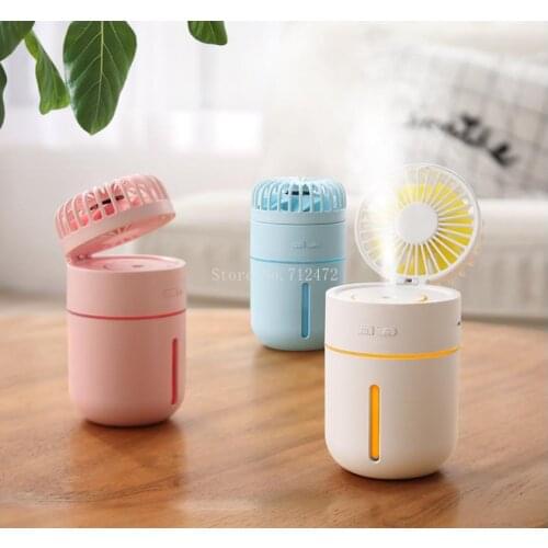 New Portable USB Fan Humidifier Flexible Adjustable Cooler Mini Fan Handy Desktop Sprayer Mist and Colorful Night Light