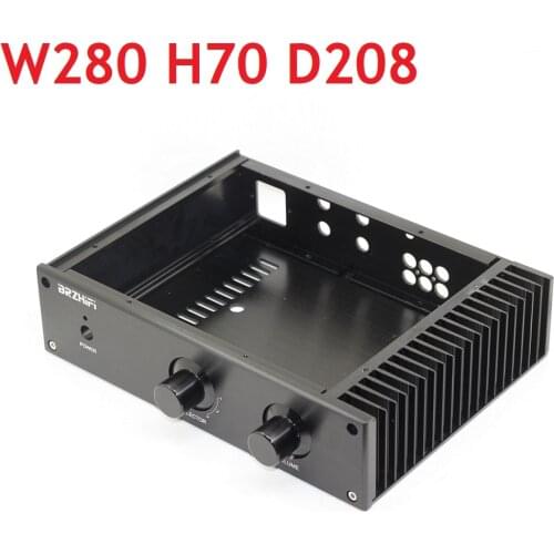 Single Side Heat Dissipation Power Amplifier Chassis New Design Aluminum DIY CNC DAC Decoder Power Box Shell W280 H70 D208