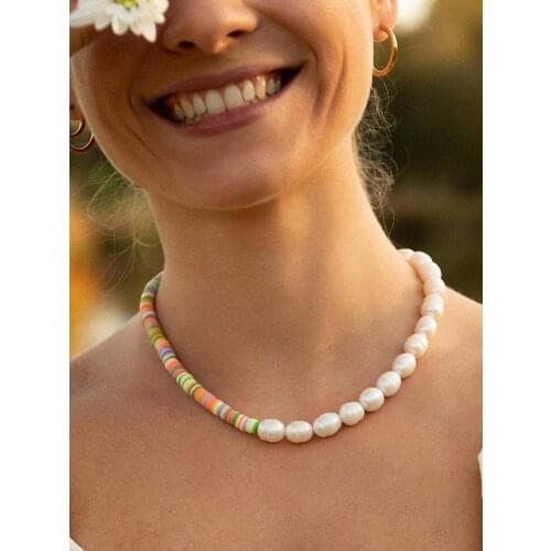Y2K Beaded Necklace Multicolored Floral Pearl Necklace Ladies Fashion Trendy Party Wear Design Decoration