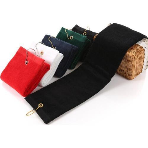 40x60cm Superfine Fiber Golf Towel Light Weight Quick Drying Sports Towel Water Absorption Tri-Fold Cotton Towel with Clip