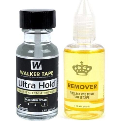 Professional Hair Glue 0.5floz 15ML Ultra Hold Glue and Remover Toupee Tape Hair System Adhesives Brush For Lace Wig/Toupee