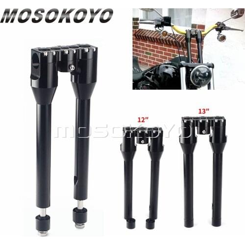 For Harley Dyna Softail Fat Bob Low Rider 1-1/4" Handlebar Riser Kit 12" 13" Extend Risers Fat Bar Top Clamp Straight Club Style