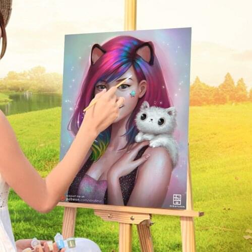 Cartoon Girl Woman DIY Painting By Numbers Kit Acrylic Paints 50*70 Paiting By Numbers Wall Decoration For Wholesale