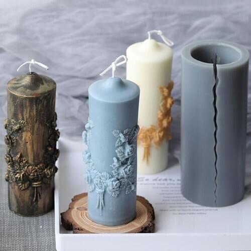 Silicone Candle Mold Carved column DIY Resin Candle MoldBride Wax Model Aromatherapy Art Ornament Crafts Mould