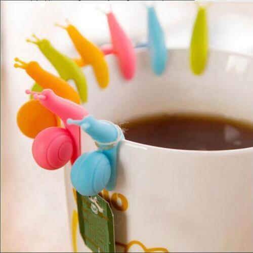10 Pcs Silicone Tea Infuser snail and Squirrel Device Tea Bag Hanging Snail Mug Cup Clip Label Party New Year Supplies