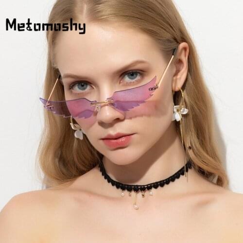 2020 Retro Punk Sunglasses Women Men Vintage Rimless Sun Glasses Cat Eye Unique Trend Mirror Eyeglasses for Ladies UV400 Eyewear